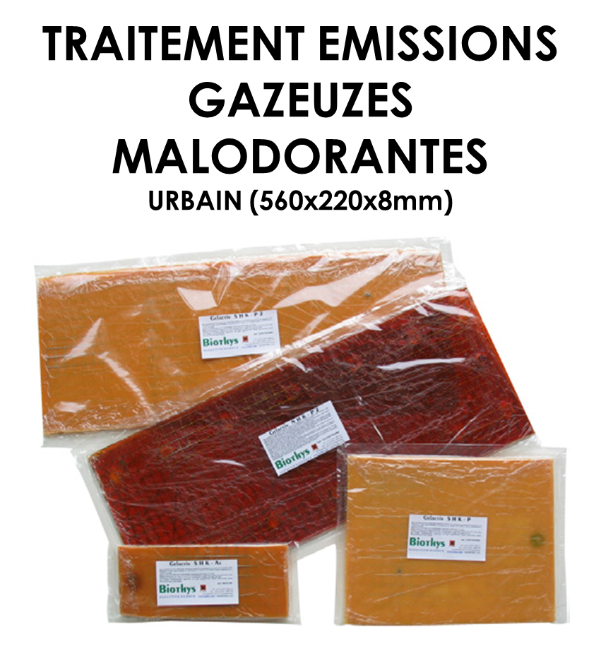 Plaque polymériques pour traitement d'émissions gazeuses malodorantes URBAIN-01